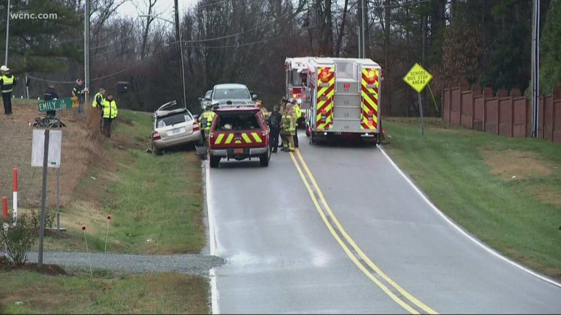 There were 43 Benton Heights Elementary students on the bus. Nine of them were taken to the hospital with minor injuries.