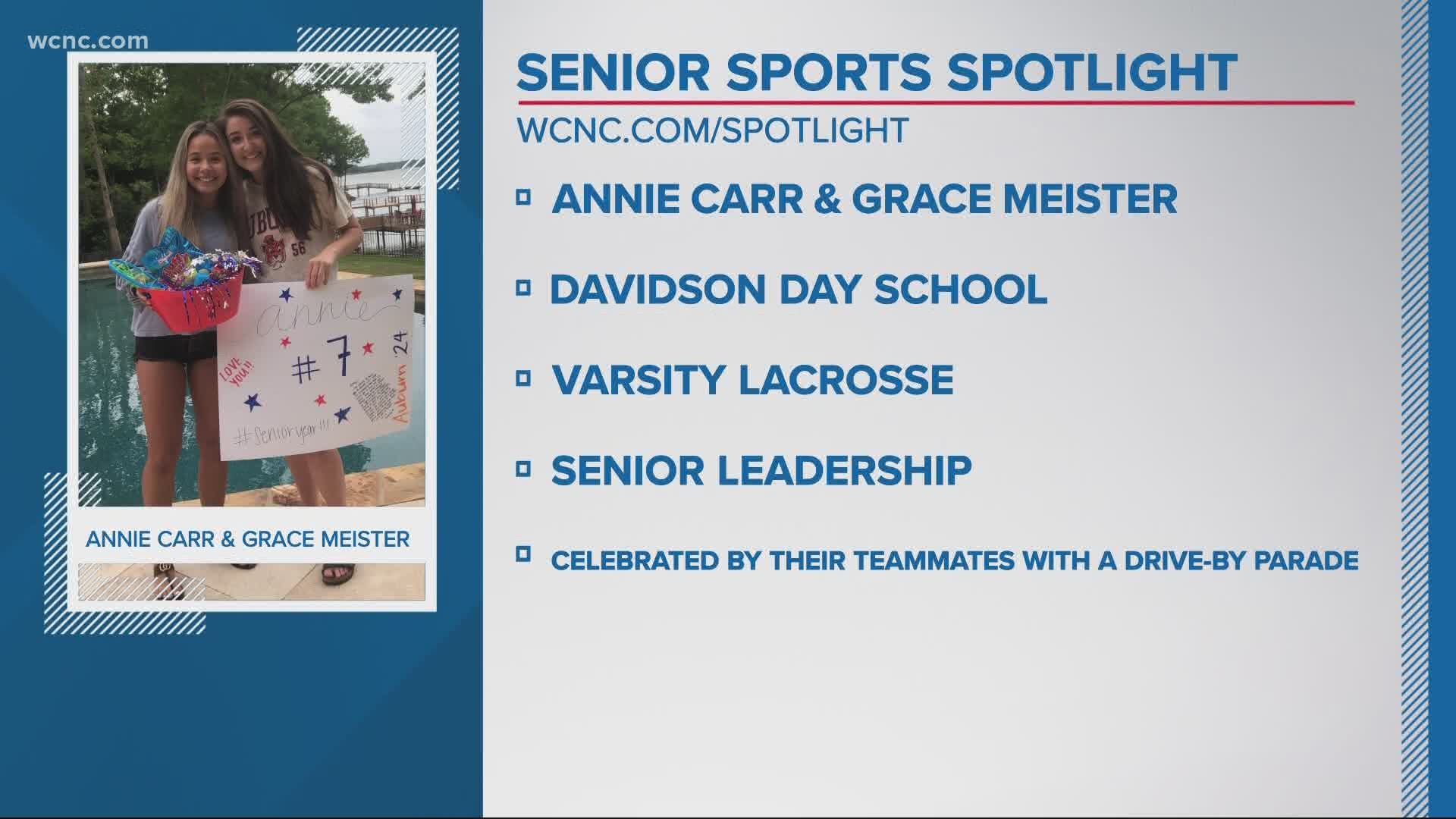 Annie Carr and Grace Meister played for the Davidson Day School Varsity Lacrosse team.