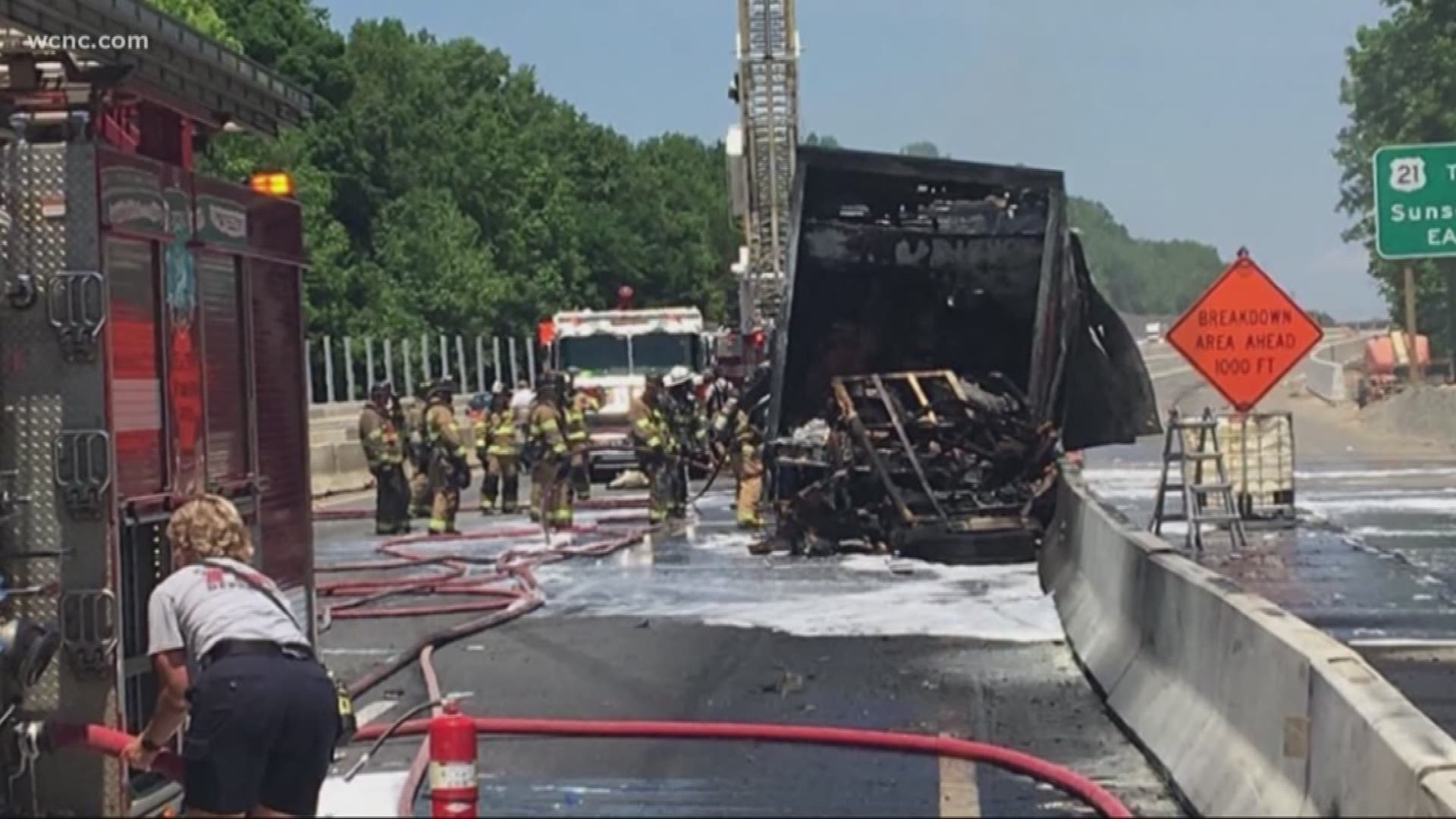 Part of I-77 reopens after fiery semi crash