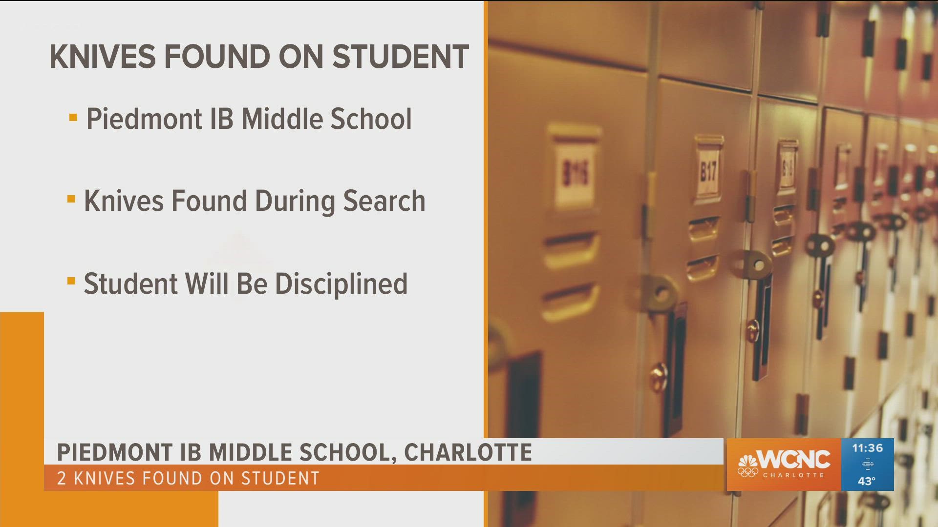 No one was threatened or injured, and the student will be disciplined according to the Code of Student Conduct, CMS reports.