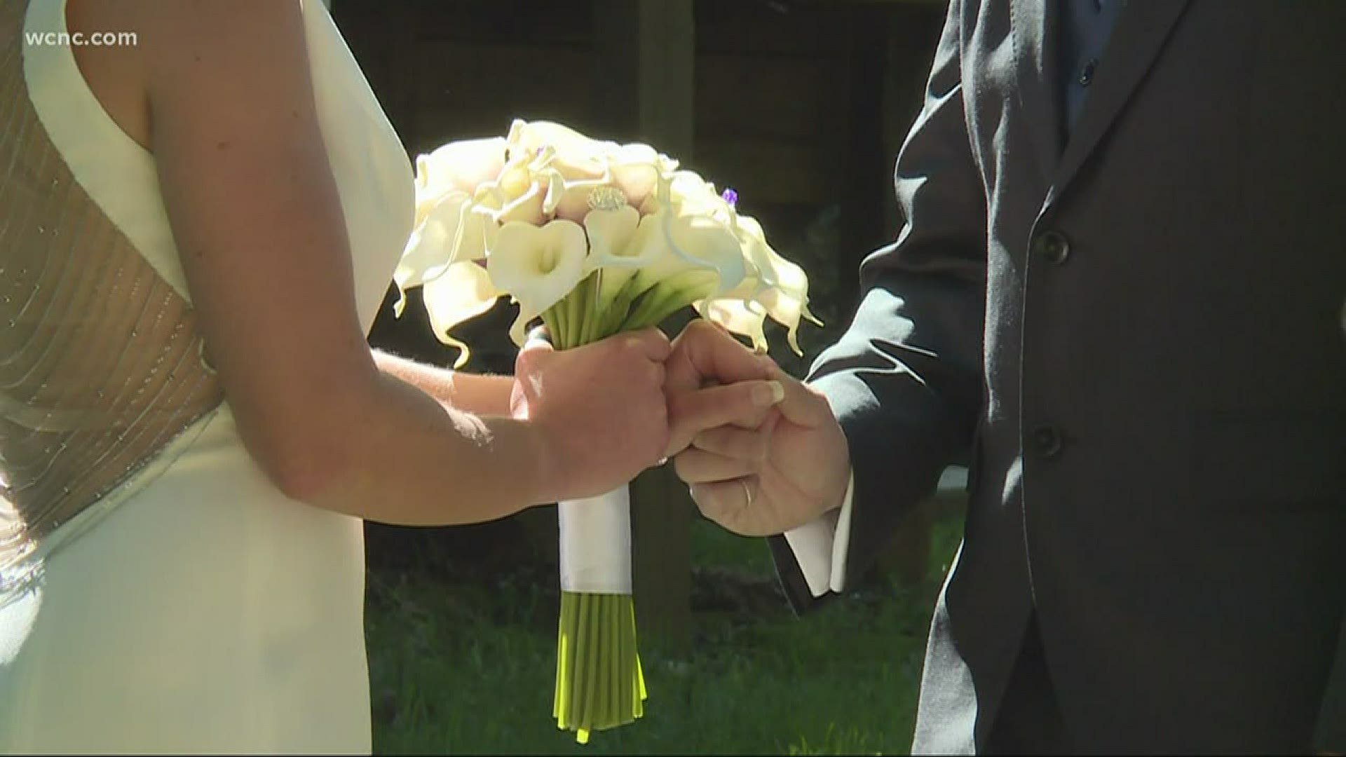 Couple gets married despite on-going coronavirus pandemic risk.