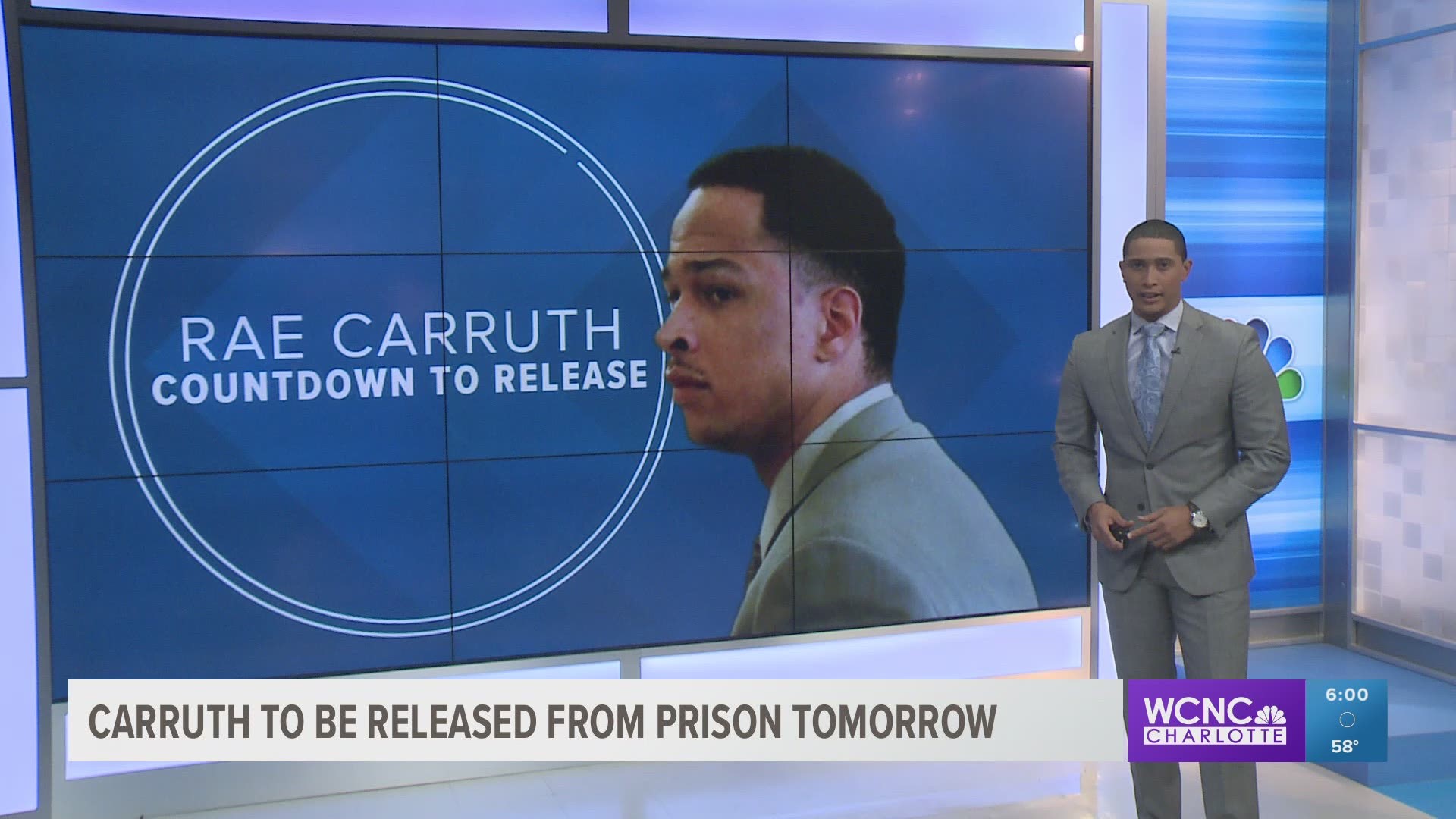 Former Panther Rae Carruth is expected to be released from prison Monday.