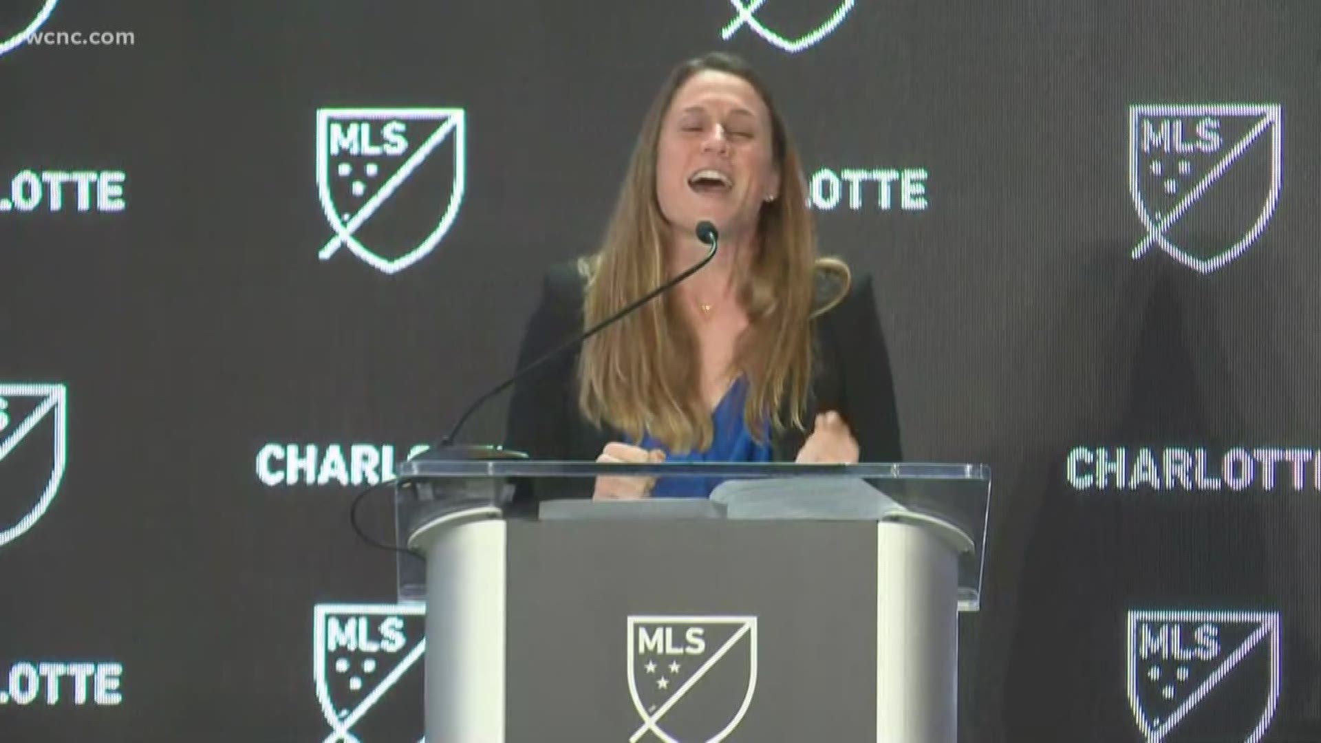 Professional soccer player Heather O'Reilly welcomed Charlotte to Major League Soccer with her rendition of James Taylor's "Carolina In My Mind."