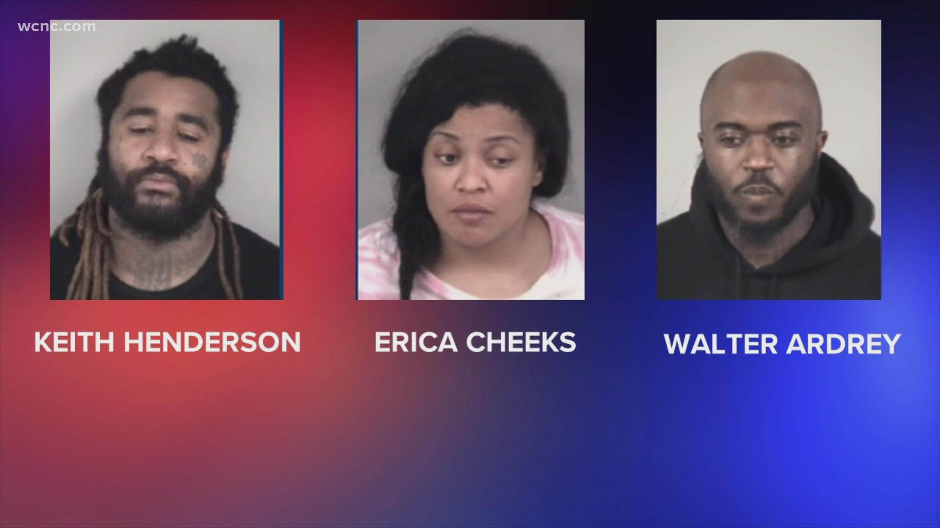 The three people arrested are accused of being involved in trafficking a teenage girl for sex in the Concord Mills area.