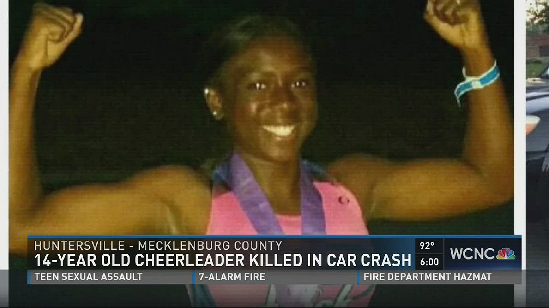 A 14-year-old cheerleader from North Meck was killed in a car accident Thursday afternoon.