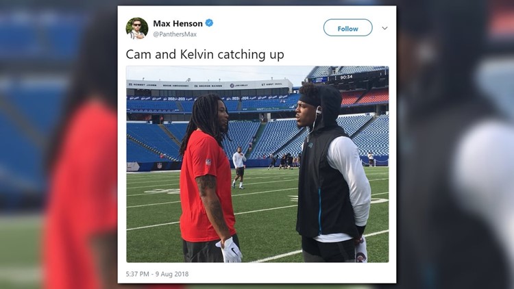 Cam Newton and Kelvin Benjamin have awkward pre-game chat - Sports