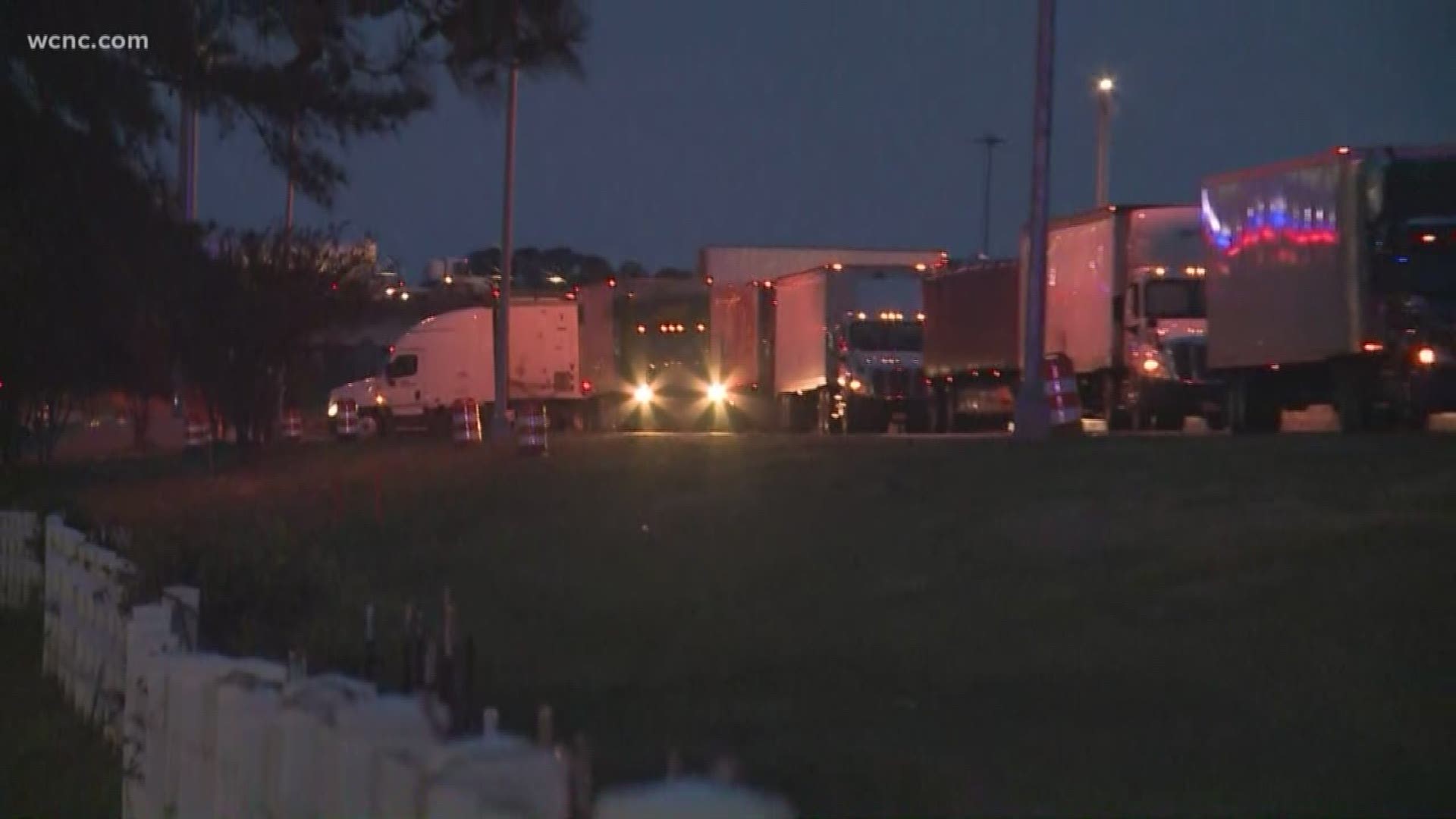 Traffic was backed up for miles on I-77 after a tractor-trailer went up in flames early Wednesday morning.
