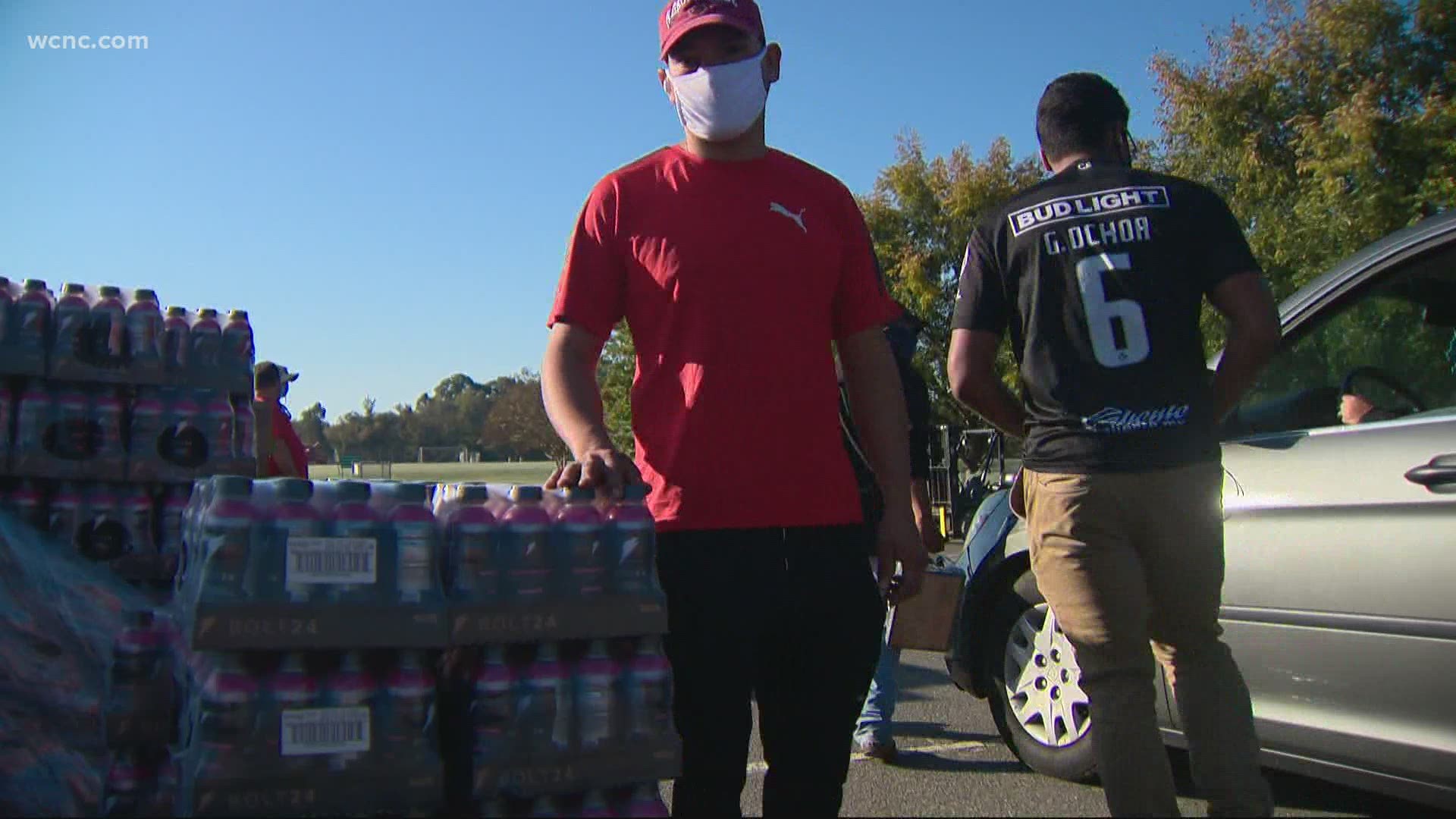 More than 2,000 nutritional food boxes were given out at the drive-through event on Nations Ford Road.