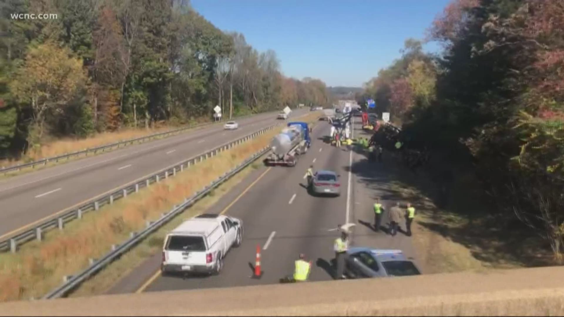 One person has died after a crash on Interstate 77 in Iredell County involving a logging truck.