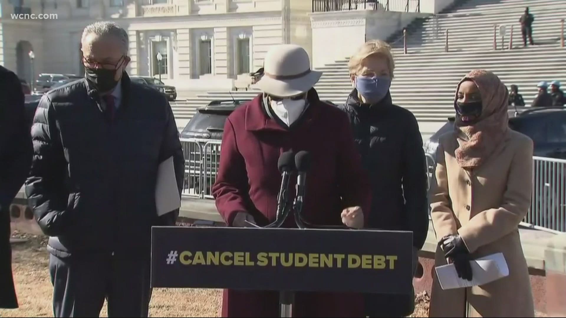 A coalition of Democrats reintroduced a resolution Thursday that could eliminate up to $50,000 of student loan debt for Americans.