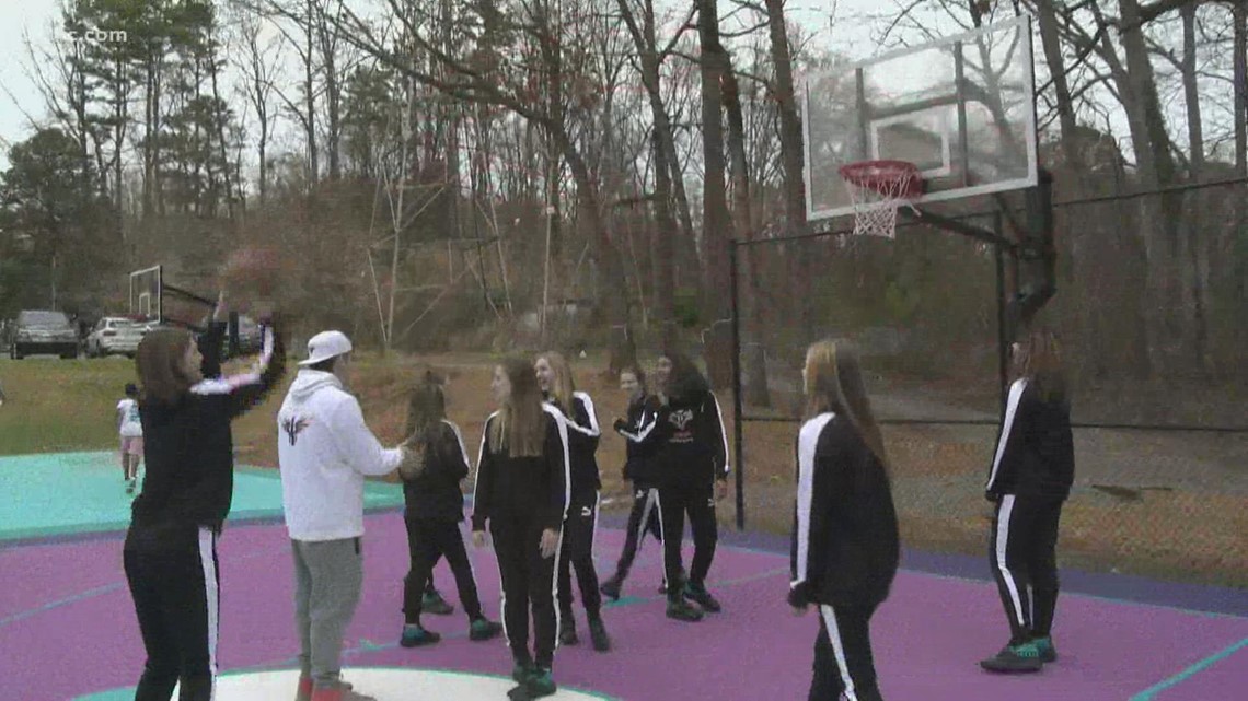 The Charlotte Hornets built a new basketball court at Latta Park