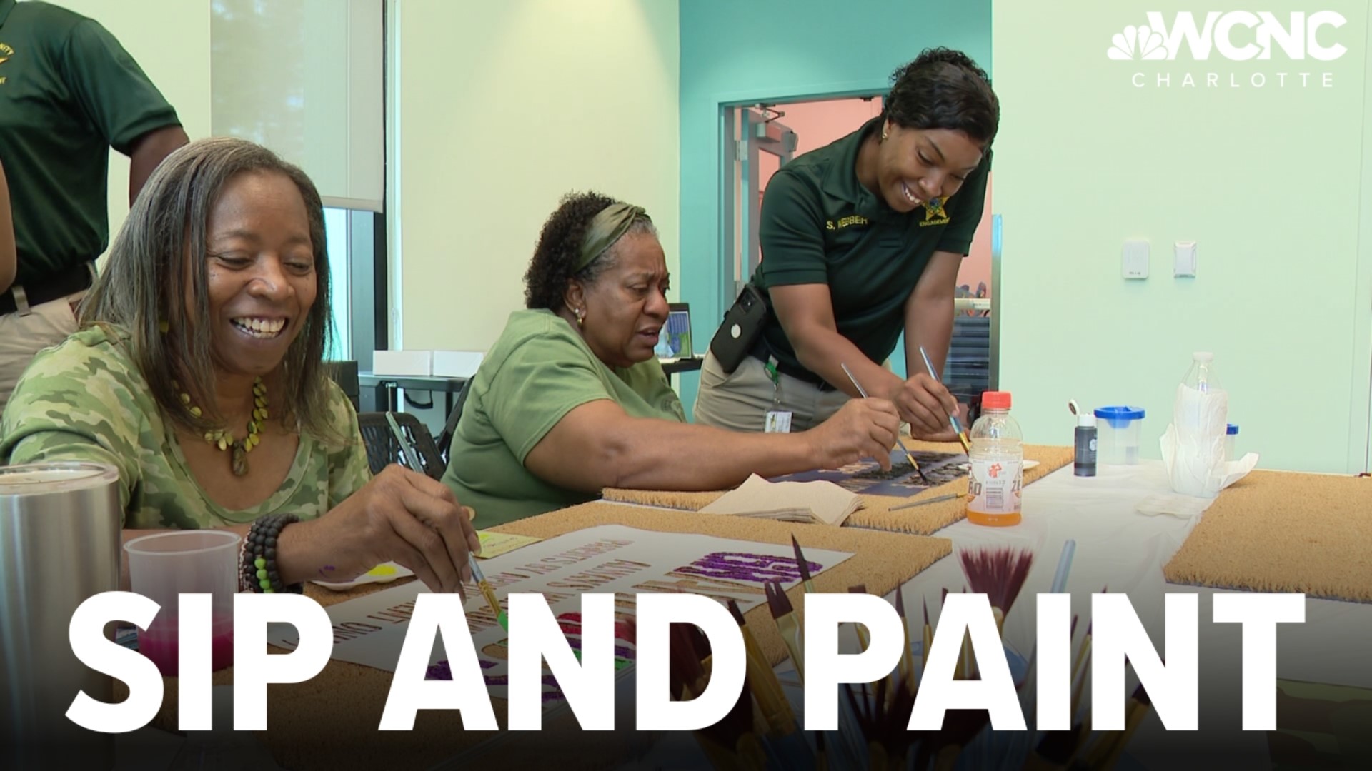 The Mecklenburg county Sheriff's office community engagement team hosted a sip and paint for older adults Monday.