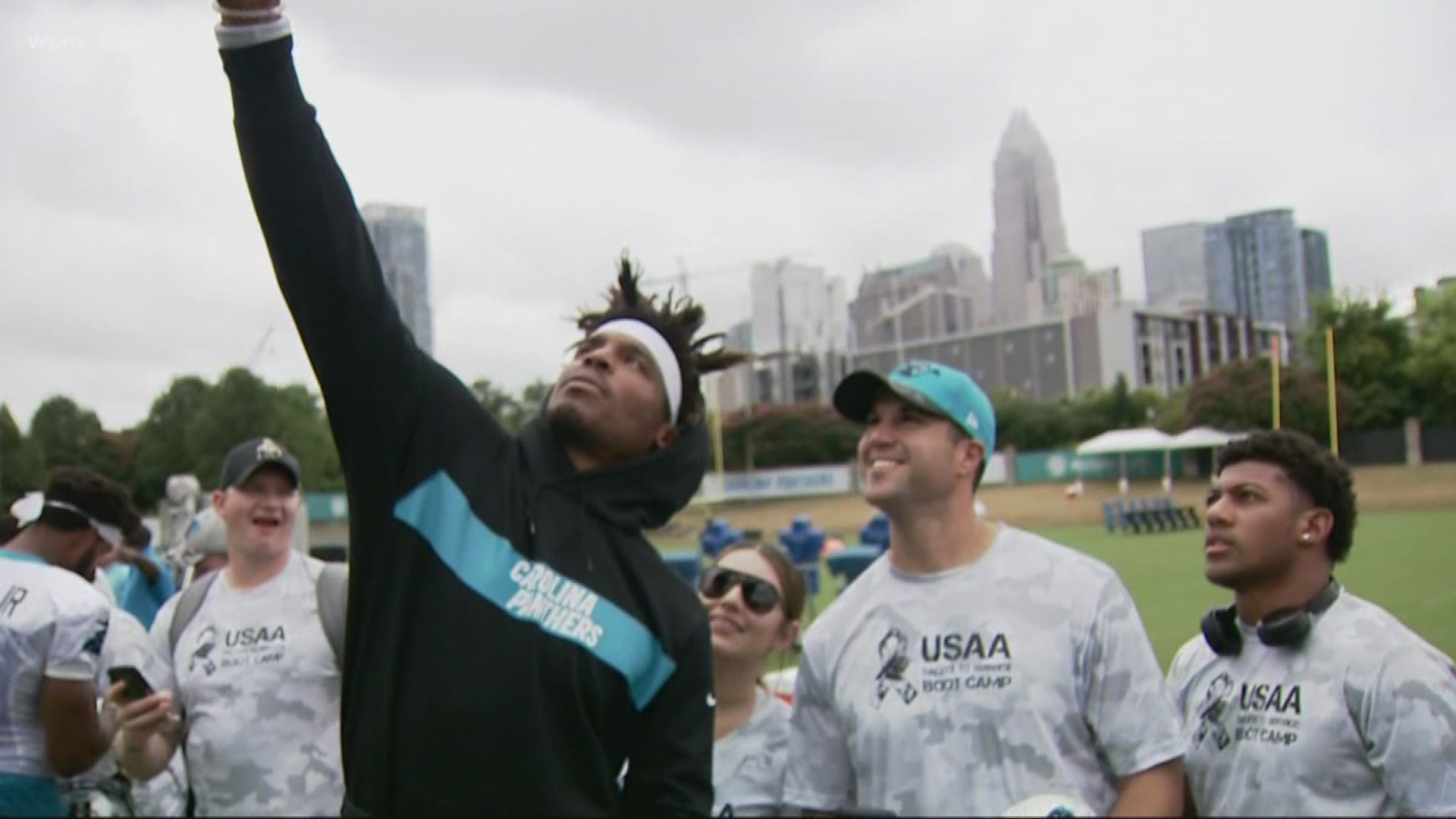 The Carolina Panthers and USAA teamed up to make it happen for members of the armed services. The heroes got to participate in a combine style competition.