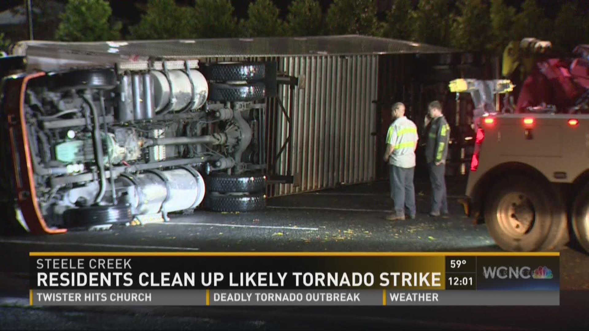 Residents in Charlotte were left picking up the pieces after a possible tornado rumbled through the area Wednesday evening.