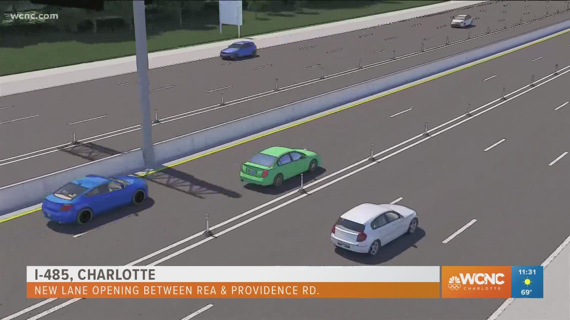 A heads up for drivers! A new lane will soon be open on Interstate 485 in Charlotte.