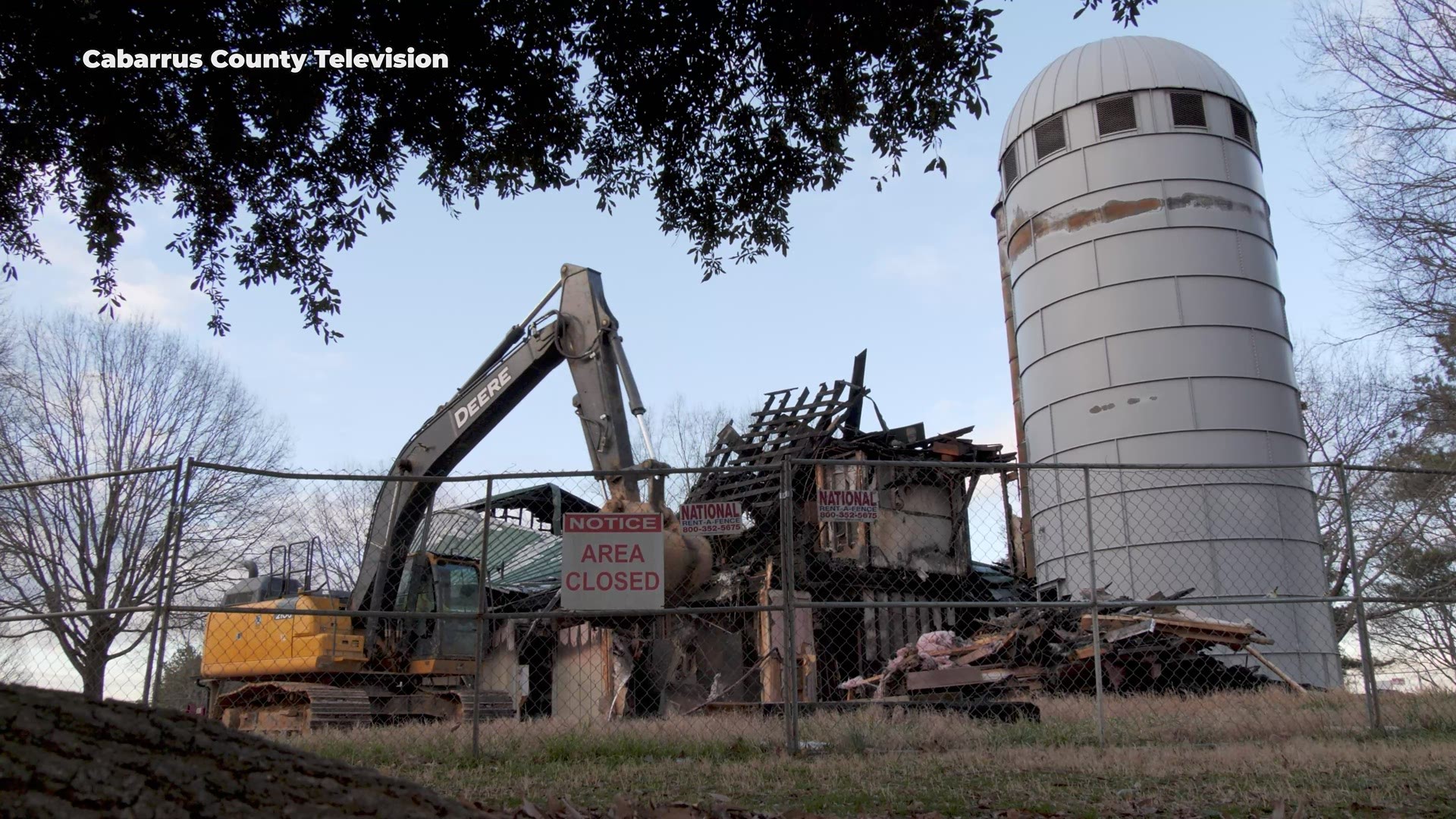 Nine months after a fire caused major damage, the iconic barn at Concord's Frank Liske Park was torn down by city officials.