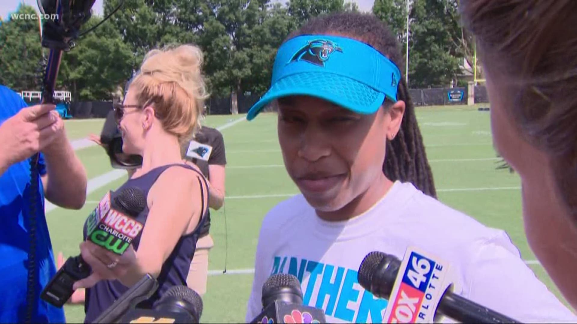 The new intern-coach for the Carolina Panthers comments on her journey to the NFL.