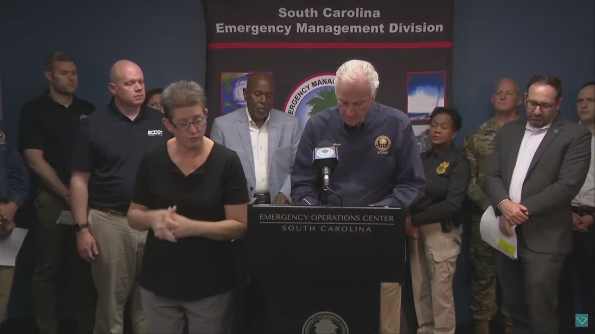 South Carolina Gov. Henry McMaster holds a briefing to discuss Hurricane Helene relief efforts.