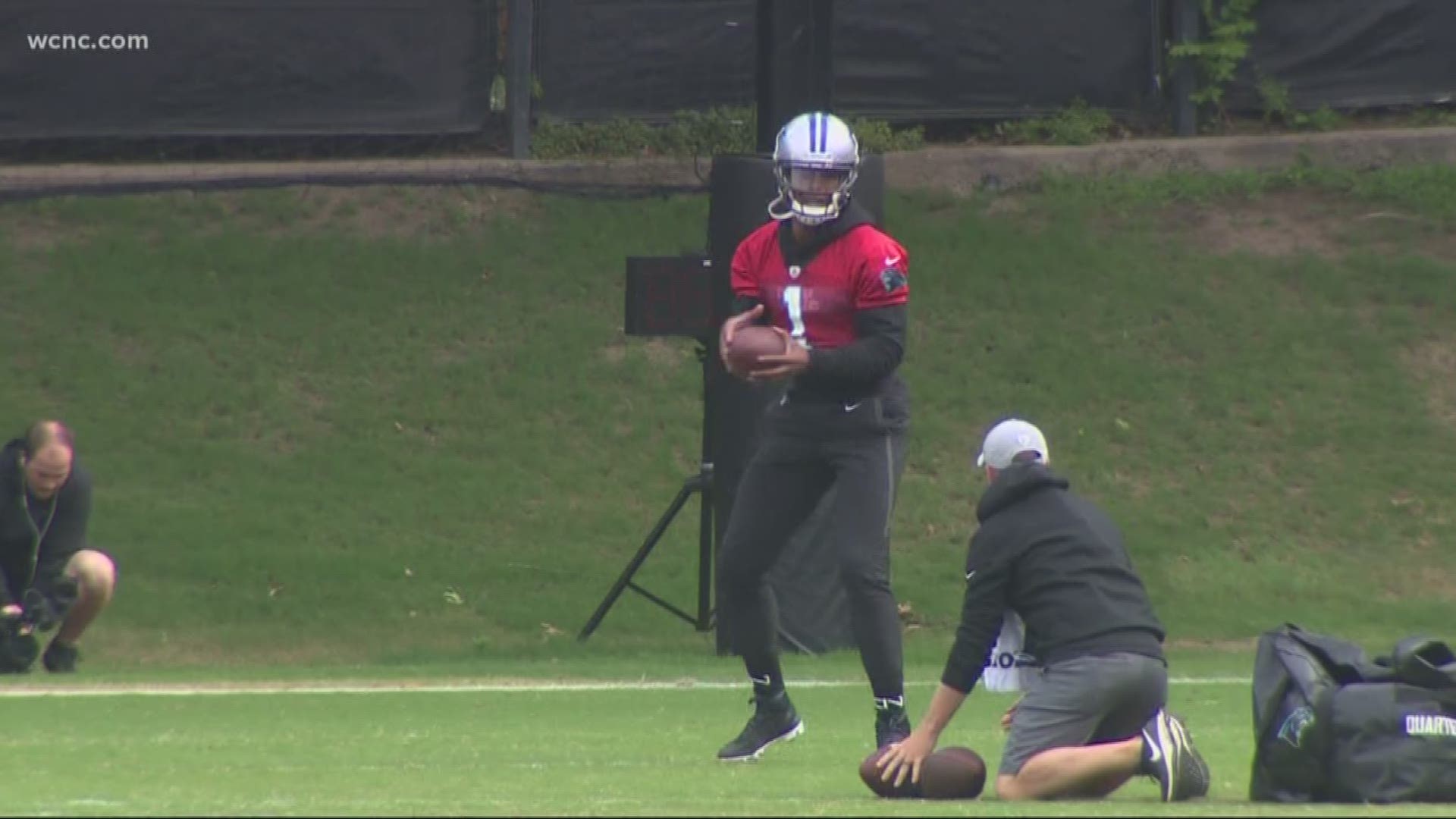 The Panthers continued minicamp practices Wednesday, and Cam Newton continued throwing. The team is optimistic about the star quarterback's return from shoulder surgery. He's even changed his throwing motion.