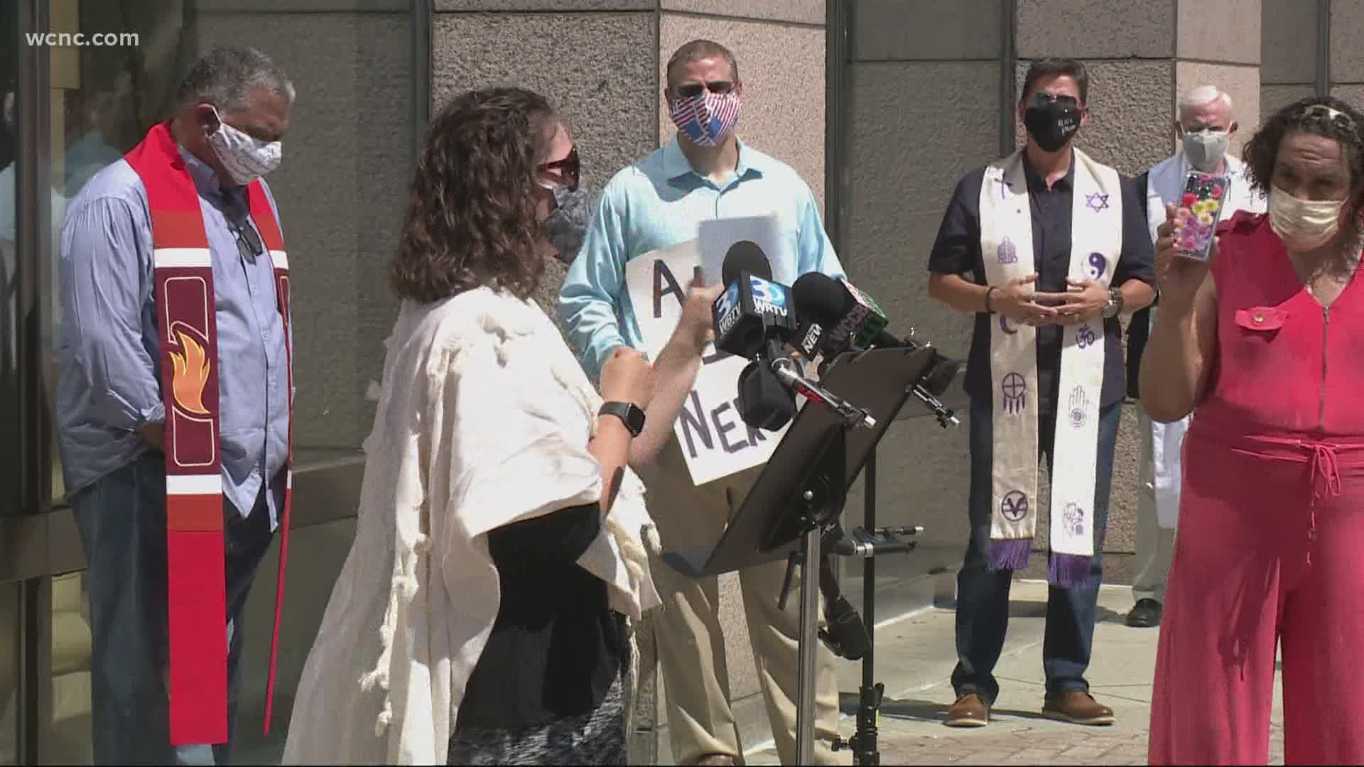 A gathering uptown after tensions increased during weekend protests