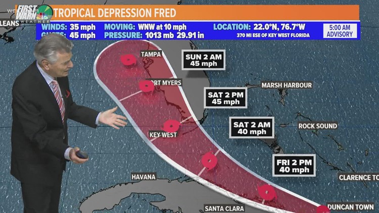 Tropical depression Fred update: Latest path and forecast