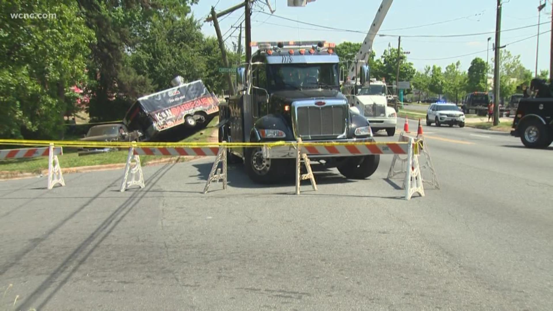 Police said a woman and a young child were killed in a crash on Eastway Drive in northeast Charlotte Friday morning.