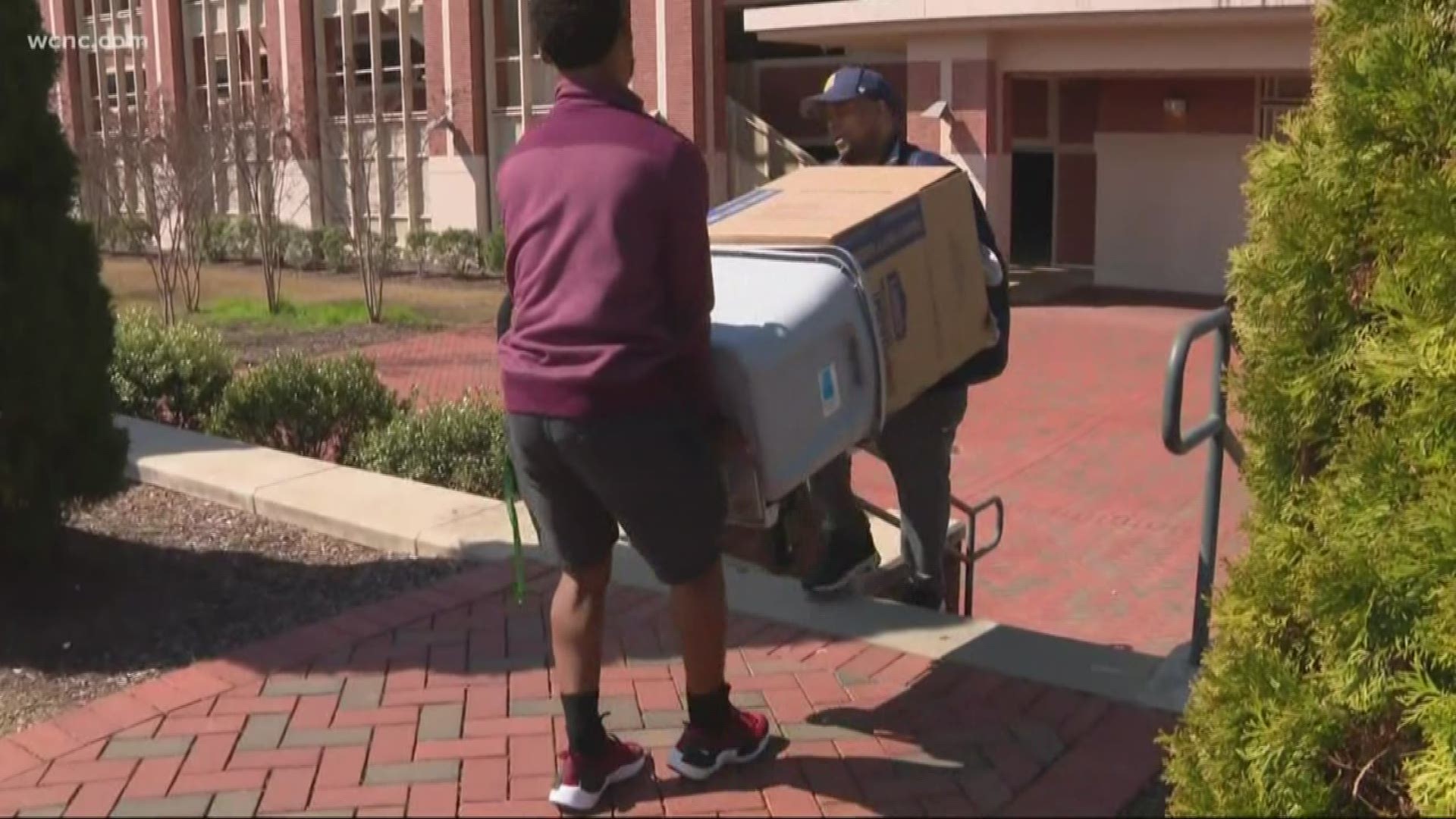 The university said students had the option to only take essential belongings and leave the rest to pick up at a later date.