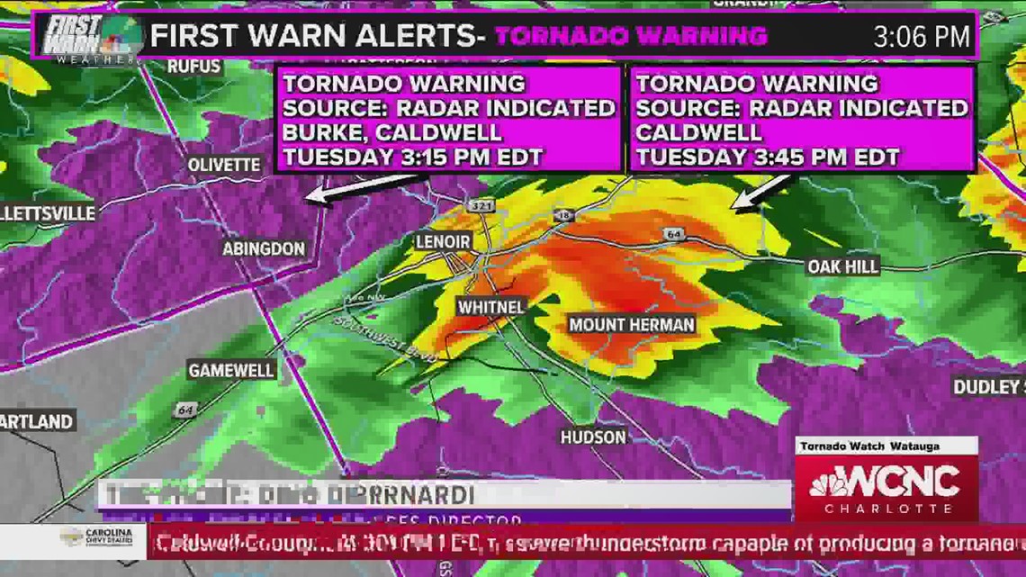 Caldwell County emergency services on the Tornado Warning in their