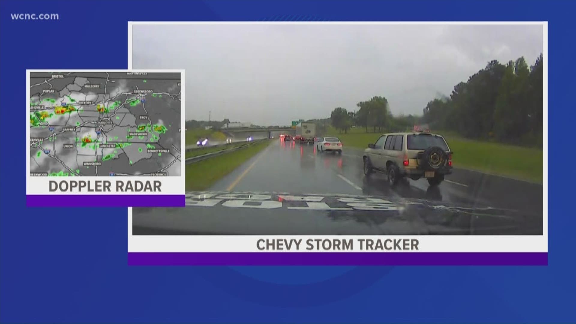 The Chevy Storm Tracker is on U.S. 321 and tracking severe thunderstorms.