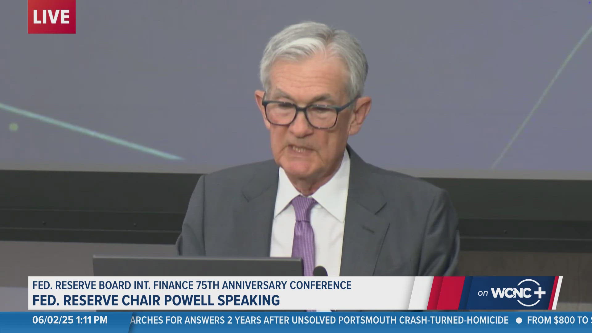 Federal Reserve Chair Jerome Powell speaks at the International Finance 7th Anniversary Conference in Washington. 