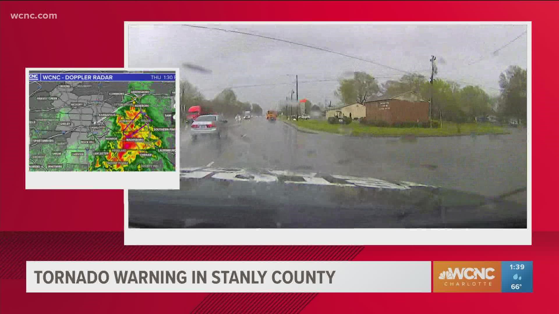 A tornado warning was issued for parts of Anson and Stanly counties. Brittany Van Voorhees has an update from Ansonville.