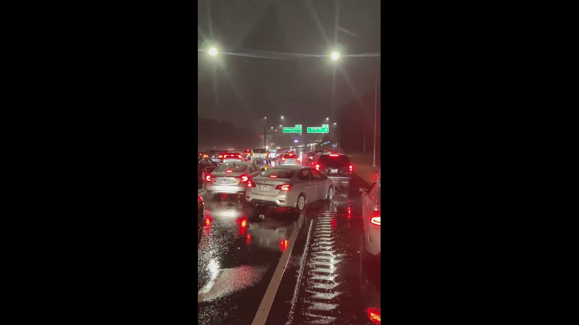 In this video shared with WCNC Charlotte, drivers on a highway were stuck in a standstill as cars did donuts.