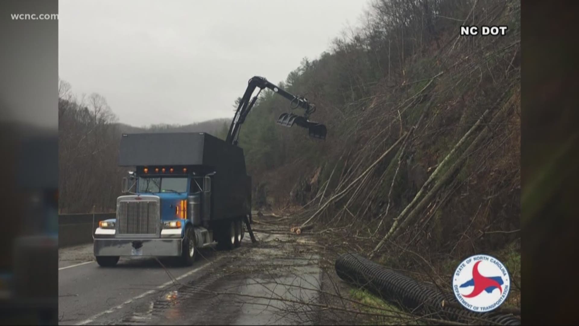 Crews worked to clean up a rock slide that shut down a stretch of I-40 between Asheville and the Tennessee state line. The road has re-opened, but officials say the Pigeon River Gorge will be closed for the next week.