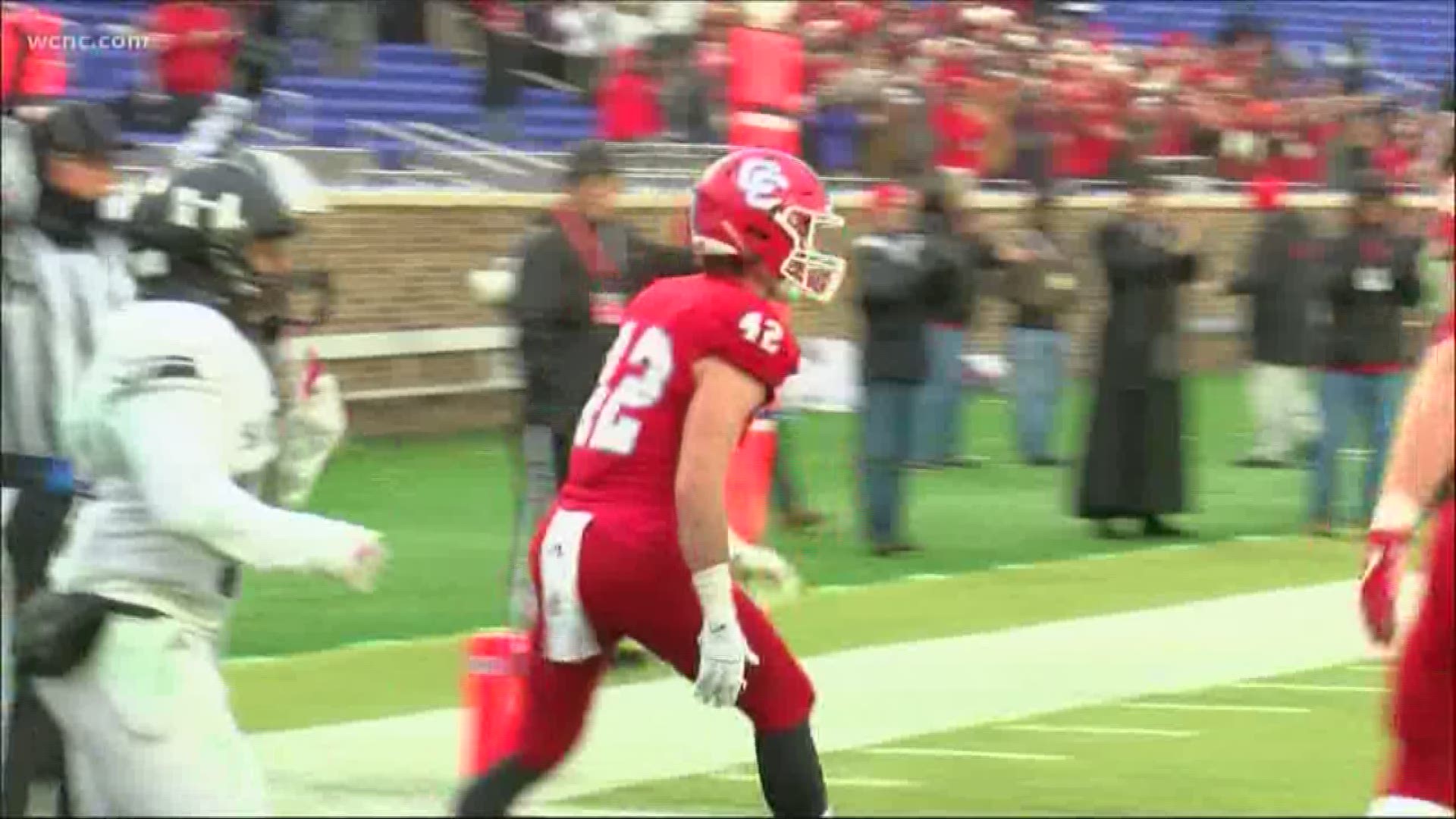 The Charlotte Catholic Cougars won the 3A state championship with a 28-14 win over Havelock Saturday.