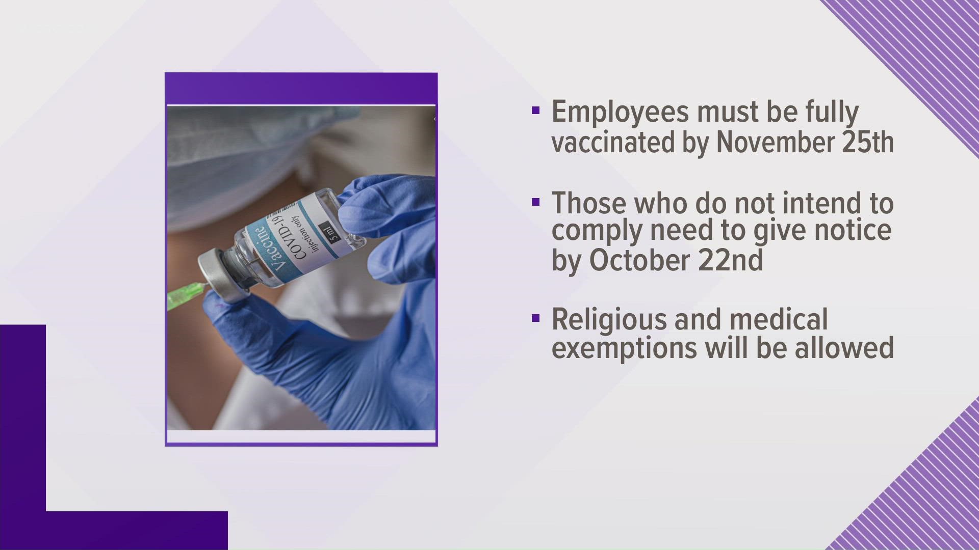 Socrates Academy in Matthews says all workers need to be fully vaccinated by Nov. 25.