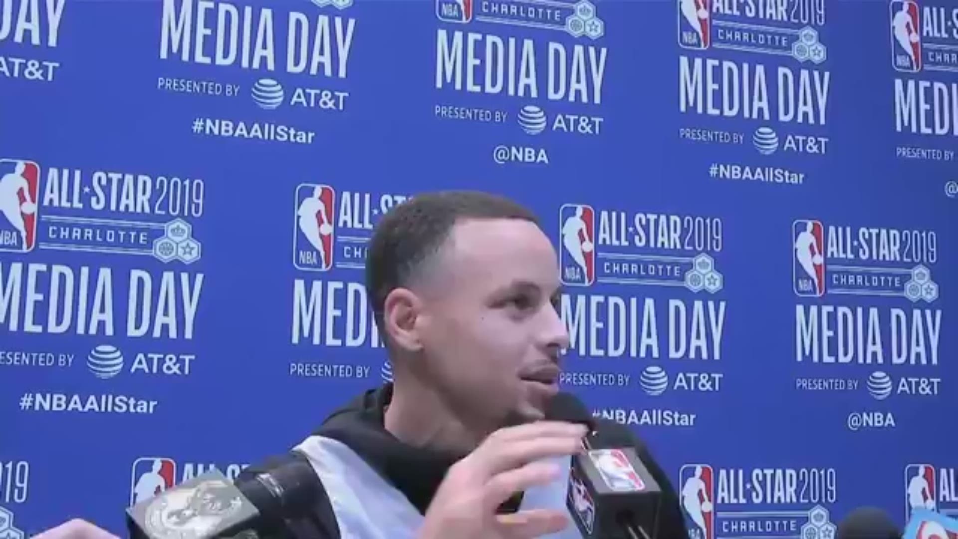 Charlotte native Steph Curry talks about coming home for the 2019 NBA All-Star Game and a personal wager he and brother Seth Curry have for Saturday's 3-point contest at Spectrum Center.