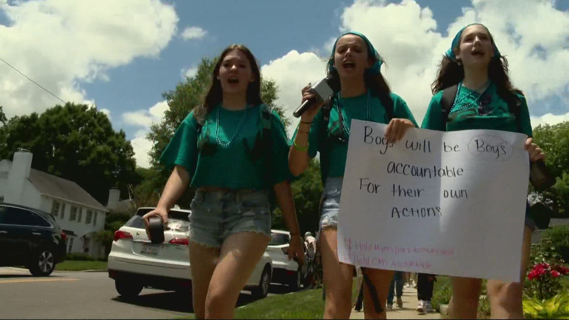 Myers park high school students, parents, and community members took to the streets to push for change