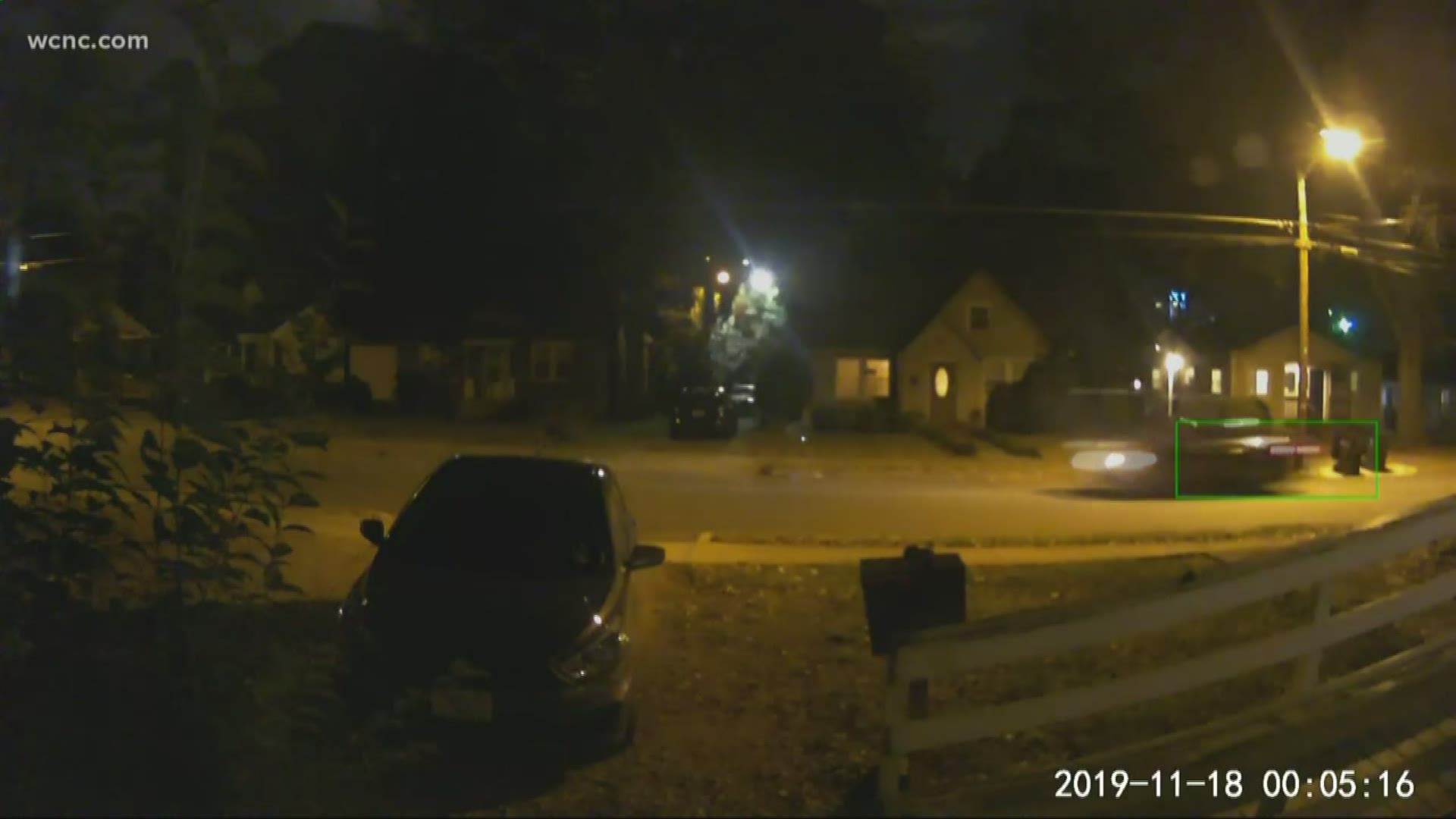 In the video, caught on a nearby doorbell camera, you can distinctly hear two loud bangs.