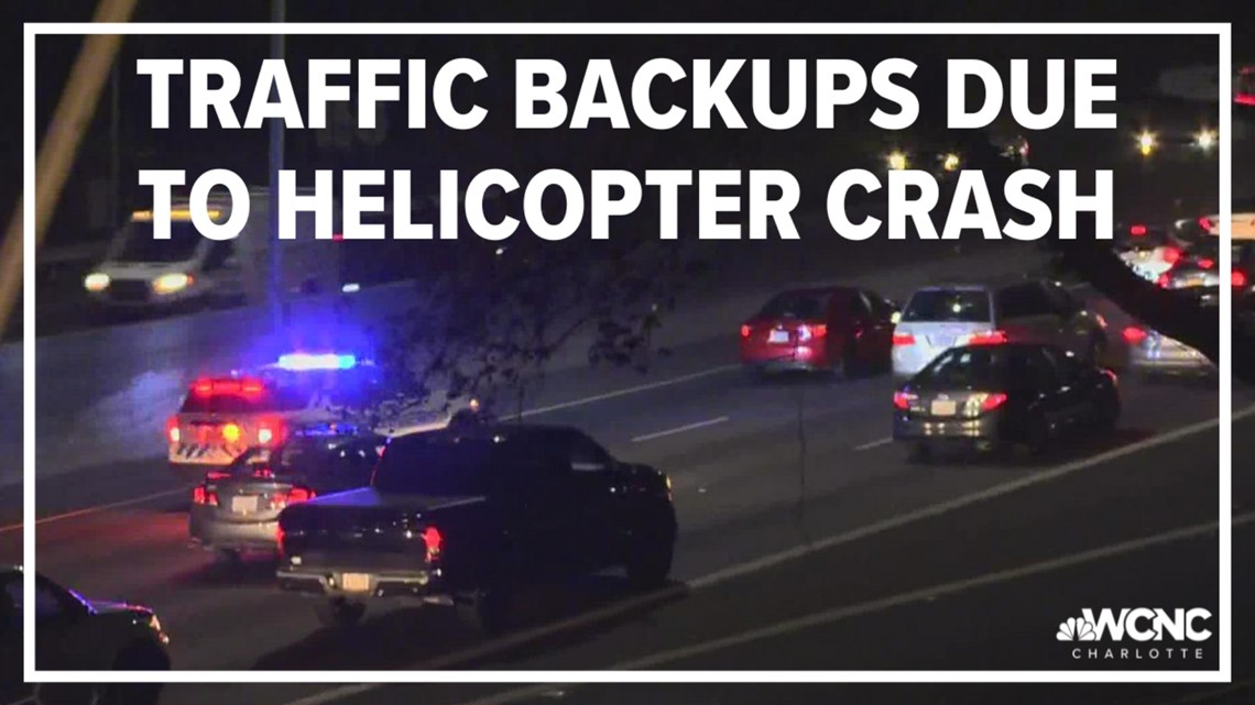 Traffic backups due to helicopter crash in Charlotte