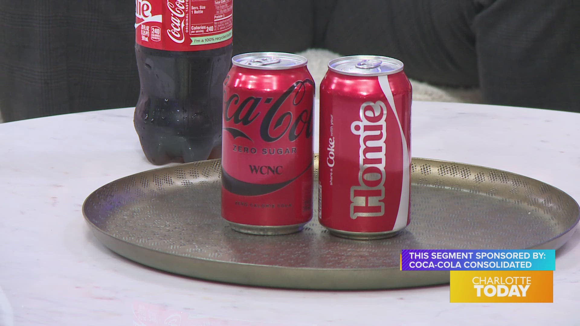 Eugene and Colleen celebrated with a special WCNC branded can