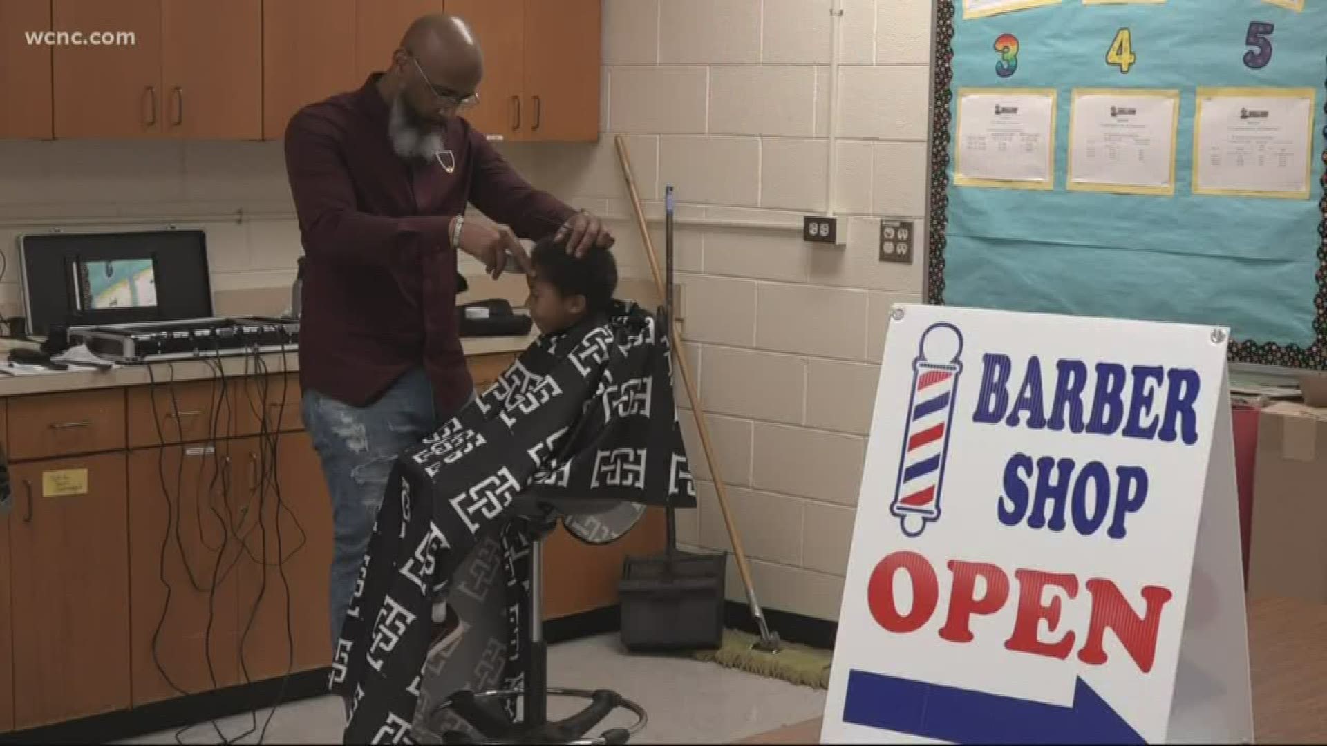 Every Wednesday, barber Elliot Riley begins prepping for his exclusive clientele at Reedy Creek Elementary.