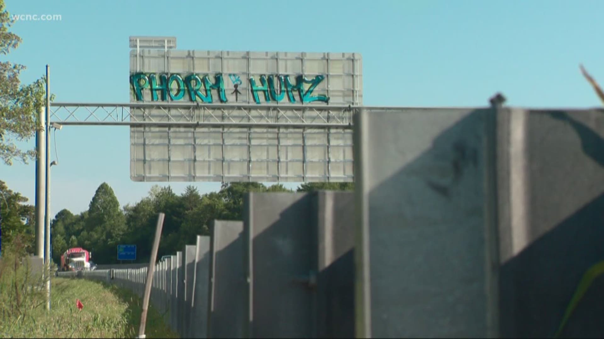 It's behind a sign on the outer loop, approaching I-77 from South Boulevard.