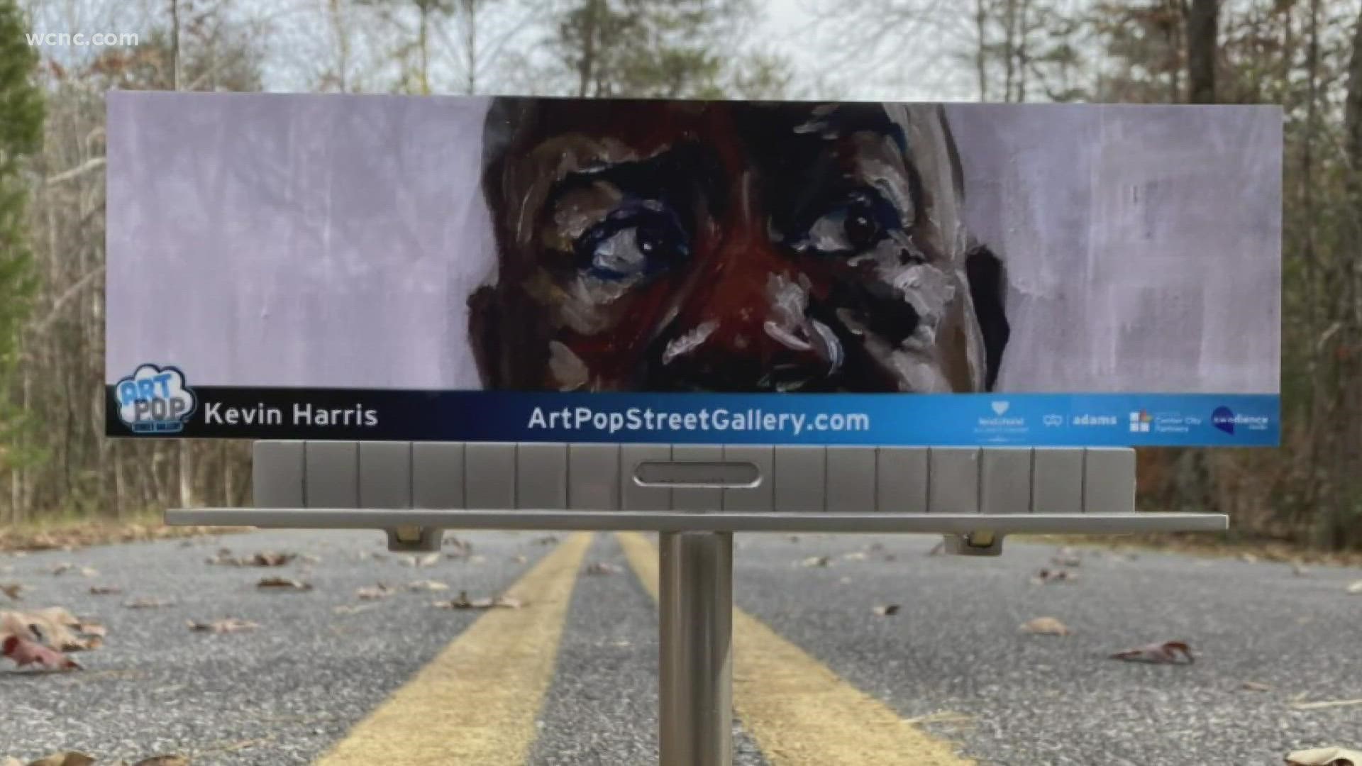 The art comes from local artists selected by ArtPop Street Gallery, a nonprofit that allows those creators to showcase their work in the Charlotte region.