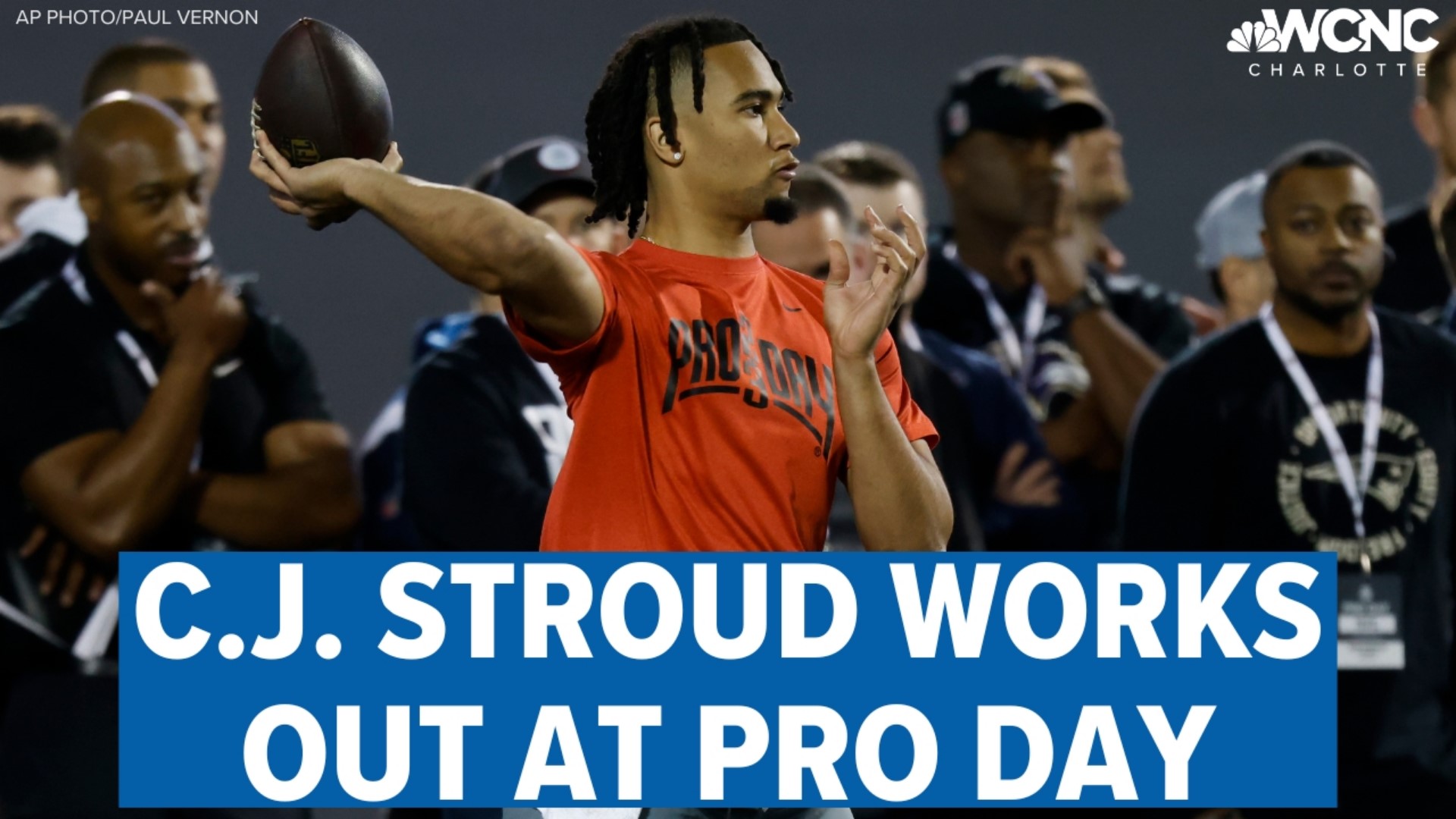 C.J. Stroud works out at Pro Day in front of Carolina Panthers