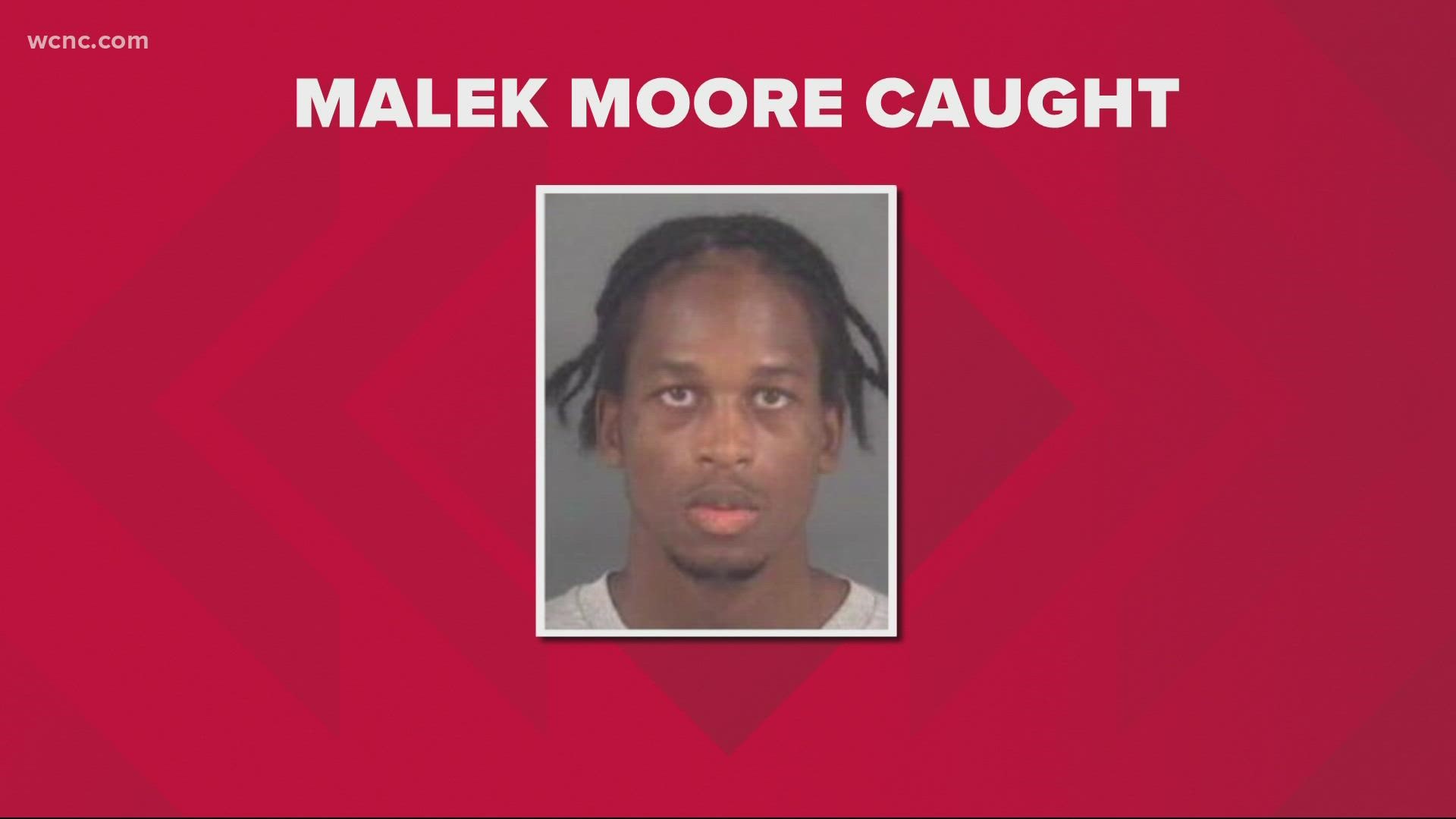 Malek Moore, 29, was wanted for first-degree murder in Greensboro and Charlotte.