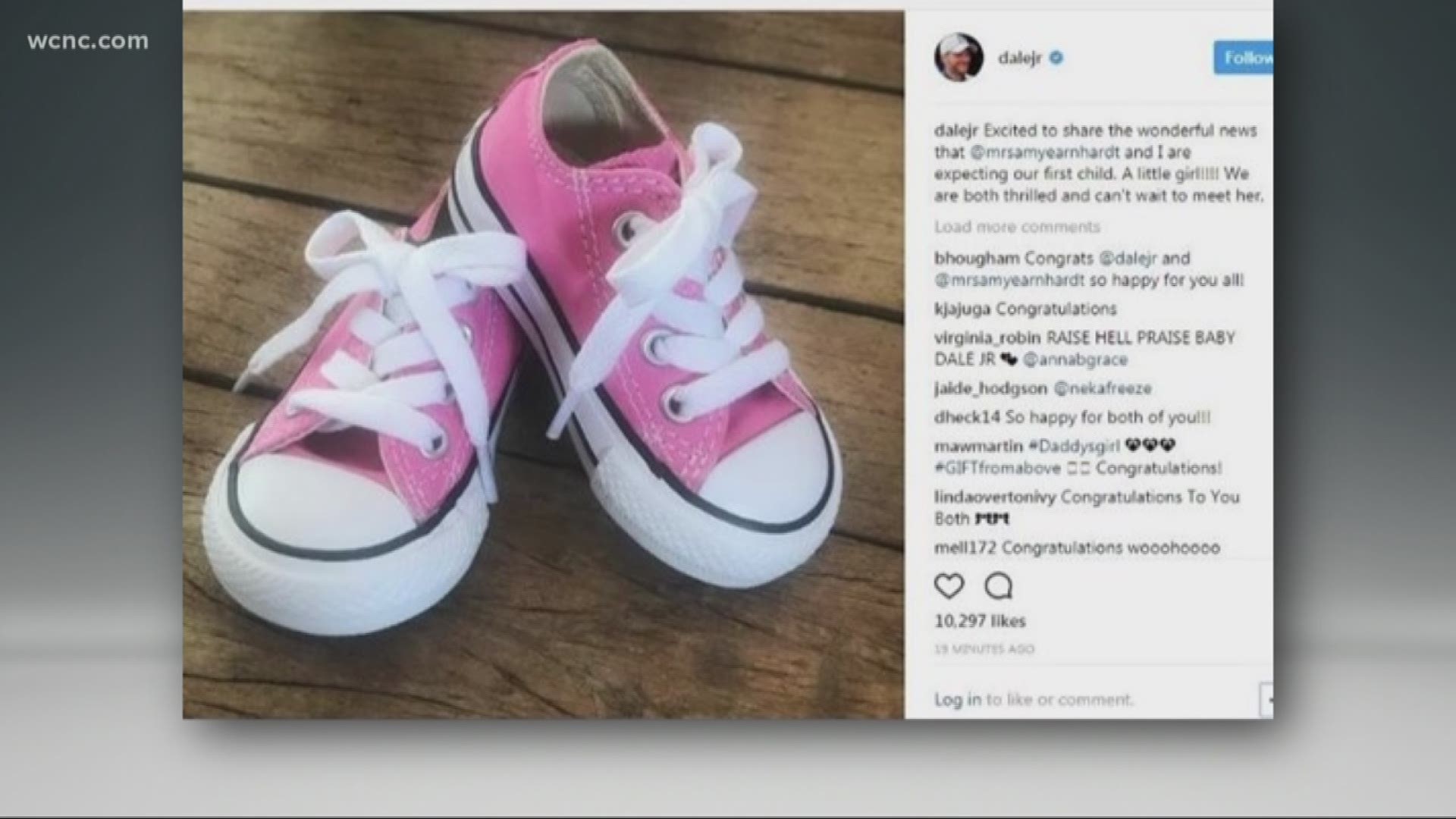 NASCAR driver Dale Earnhardt Jr. sent shockwaves through the social media world when he announced Monday that he and wife Amy are expecting a baby girl.