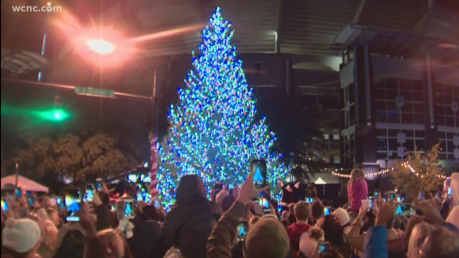 The Carolina Panthers ushered in the holiday season with their fifth annual Christmas tree lighting at Bank of America Stadium.