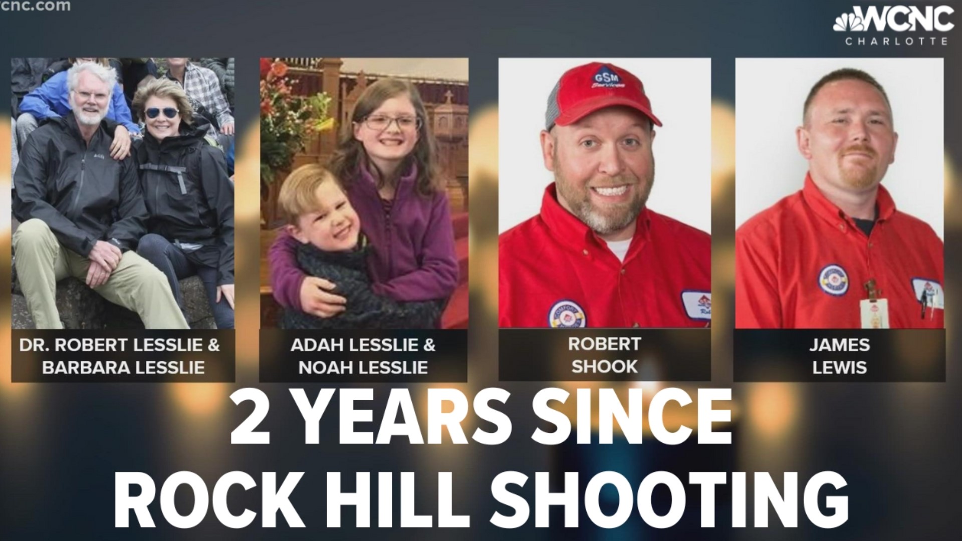 The victims were Dr. Robert Lesslie, his wife, Barbara Lesslie, their two grandchildren -- Adah, 9, and Noah, 5 -- as well as James Lewis and Robert Shook.