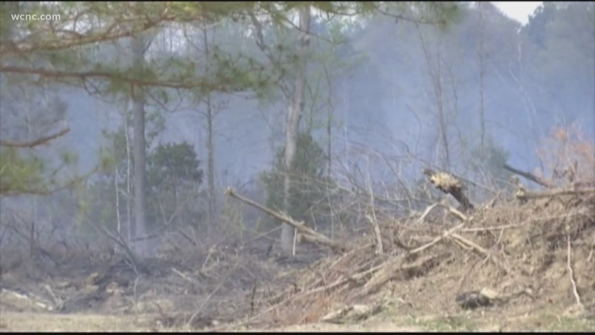 Firefighters are working to control the flames on Kiser Road.