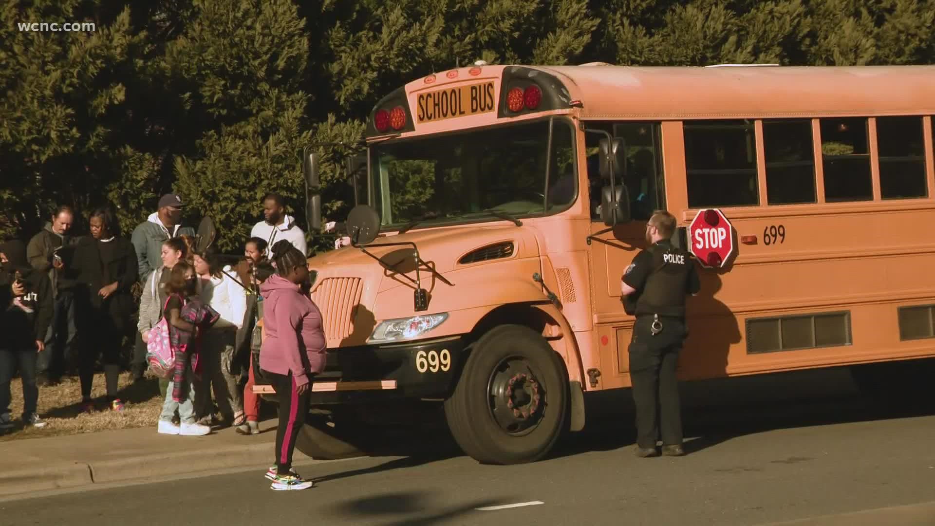 A school bus was rear-ended in Pineville Tuesday afternoon. Police say no one was injured, but kids were on board at the time.